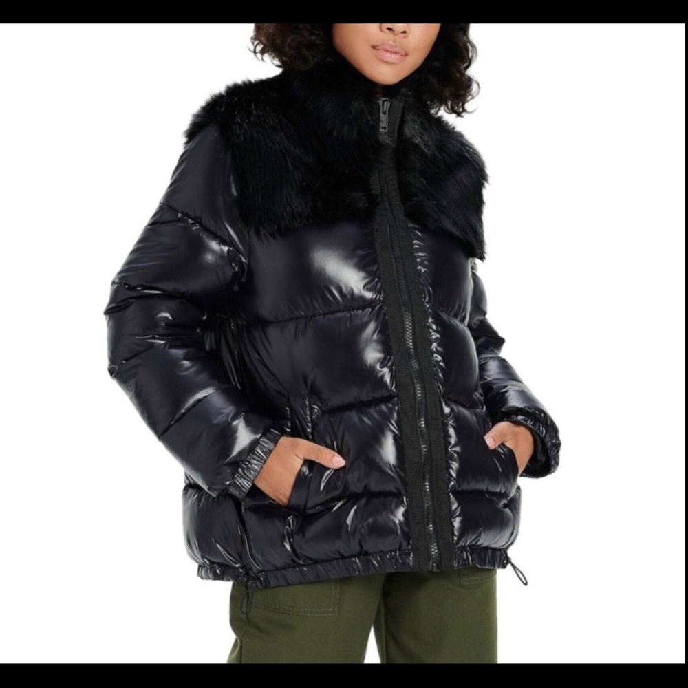 UGG New with Tags Jada Faux Fur Puffer Black Jacket